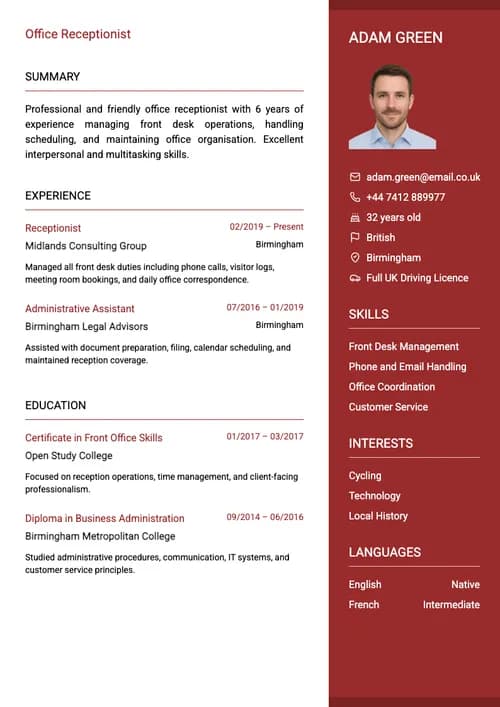Aperçu CV professionnel