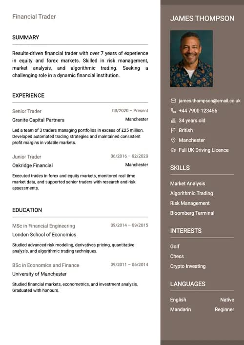 Aperçu CV professionnel